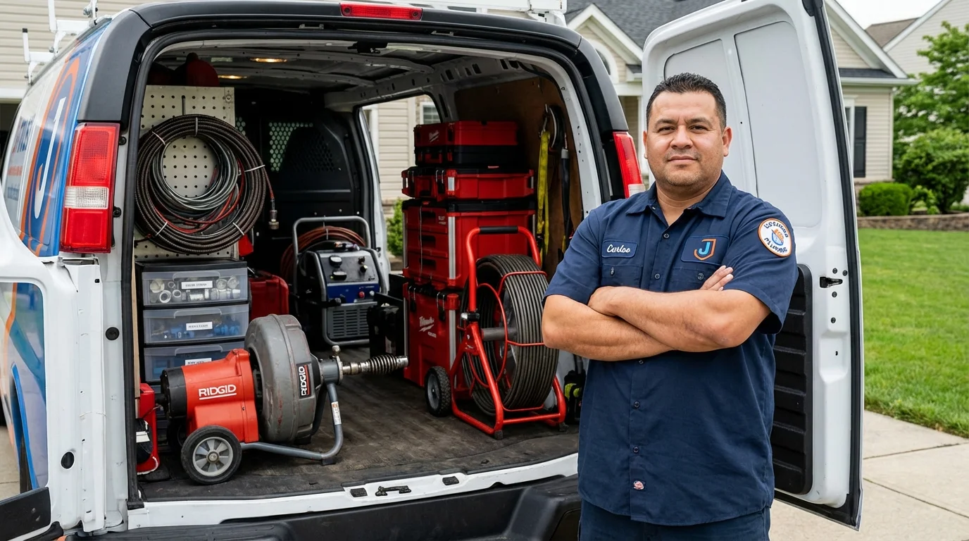 Professional drain cleaning equipment and Johns Plumbing LLC plumber in Slaton